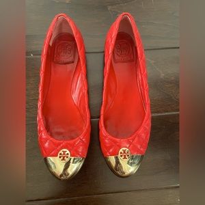 Tory Burch quilted flats with gold details